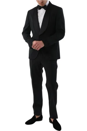 PAOLONI Single Breasted Suits, male, , M, Single-Breasted Smoking Suit with Satin Lapels