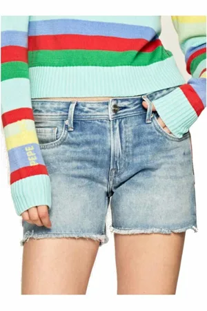 Pepe Jeans Denim Shorts, female, , W24, Shorts Bordados Trasher Rainbow
