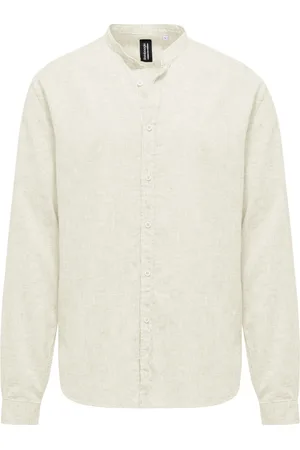 Bomboogie Mandarin Collar Linen Cotton Shirt