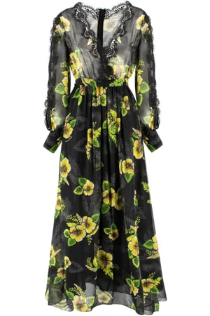 ERMANNO SCERVINO Midi Dresses, female, , S, Floral Print Long Dress V-Neck