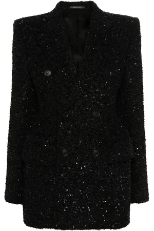 Balenciaga Blazers, female, , S, Tweed Bouclé Double-Breasted Jacket