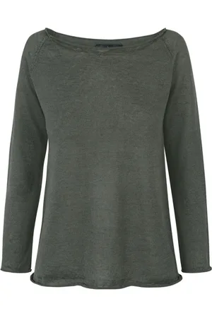 Cortana Round-neck Knitwear, female, , 2XL, Rinen, jersey and linen knit jade
