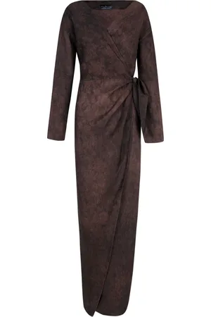 Cortana Malaysia, burgundy jacquard wrap dress