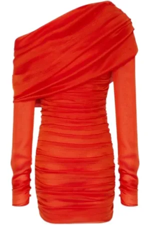 Saint Laurent Long Sleeve Silk Dress