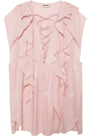 Zadig & Voltaire Sleeveless Tops, female, , S, Lace Sleeveless Blouse with Front Ruffles