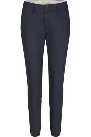 Mos Mosh Chinos, female, , 2XL, Navy Night Trousers with Ribbed Hems