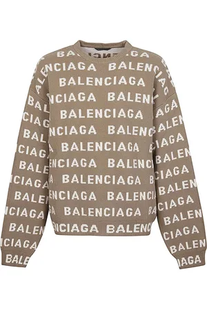 Balenciaga Round-neck Knitwear, male, , S, Allover Logo Crewneck Jumper