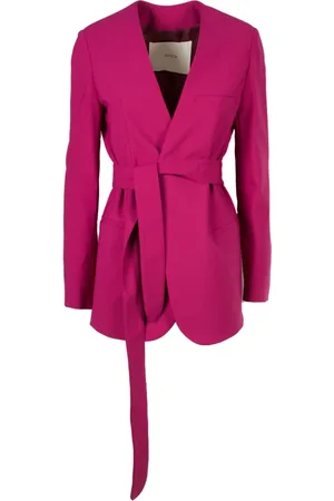 Jucca Blazers, female, , S, Purple Belted Collarless Blazer