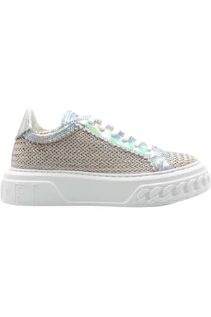 Casadei Silver Woven Chain Trainers