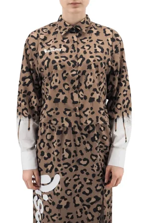 DISCLAIMER Shirts, female, , S, Leopard Print Crop Top