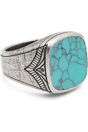 Nialaya Vintage Sterling Silver Turquoise Signet Ring