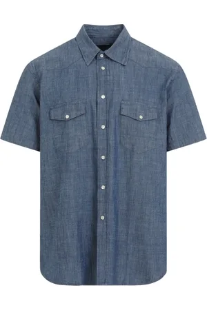 Universal Works Short Sleeve Shirts, male, , M, Western Indigo Cotton Shirt