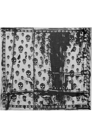 Alexander McQueen Scarves, male, , ONE SIZE, Classic Scarf - Canvas - Ivory/Black