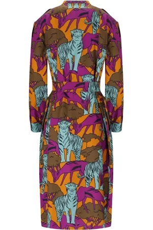 Max Mara Shirt Dresses, female, , 2XS, Long Shirt Dress in Printed Cotton Poplin