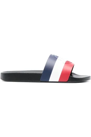 Moncler Sliders, male, , 6 UK, Blue Basile Logo Sandals