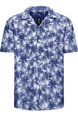Bomboogie Palm Print Bowling Collar Shirt