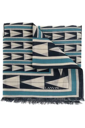 Lanvin Winter Scarves, female, , ONE SIZE, Green Wool Fringe Scarf Aw23