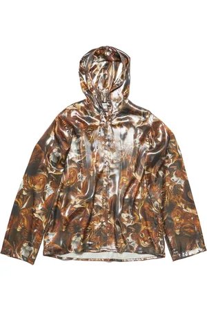 Acne Studios Rain Jackets, male, , S, Multicolored Animal Print Laminated Jacket