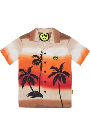 BARROW Shirts, male, , 4 Y, Tropical Print Short-Sleeved Shirt