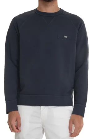 FAY Sweatshirts, male, , 2XL, Logo Chest Sweatshirt Plain Stone Washed