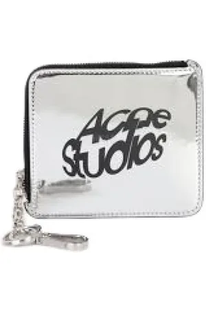 Acne Studios Wallets & Cardholders, male, , ONE SIZE, Silver Leather Shoulder Bag