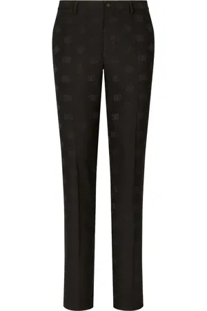 Dolce & Gabbana Chinos, male, , L, Jacquard Wool Stretch Logo Trousers