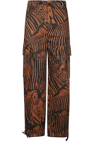 Max Mara Wide Trousers, female, , XS, Striped Cargo Trousers with Elastic Waist