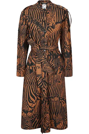 Max Mara Shirt Dresses, female, , 2XS, Zebra Print Cotton Midi Dress