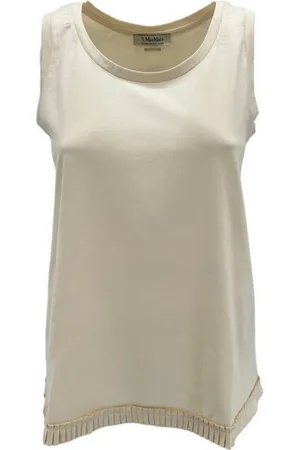 Max Mara Sleeveless Tops, female, , XS, Madonna Neck Cotton Tank Top