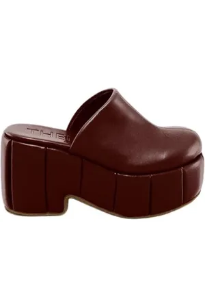 THEMOIRÈ Heeled Mules, female, , 6 UK, Shiny Marsala Vegan Sandal Heels