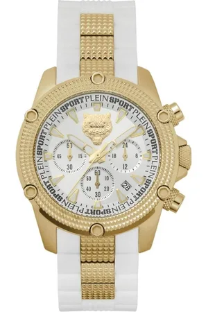 Philipp Plein Watches, female, , ONE SIZE, Hurricane Chrono Golden White Watch