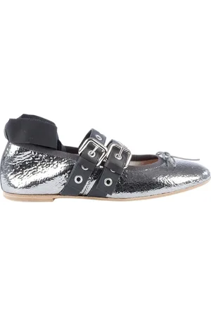 PARIS TEXAS Ballerinas, female, , 3 1/2 UK, Metallic Leather Ballerina with Bow Detail