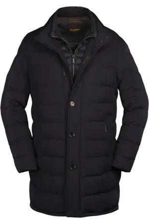 MOORER Winter Jackets, male, , L, Quilted Dark Navy Coat with Vest