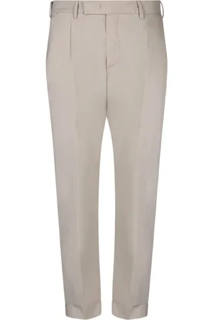 PT Torino Suit Trousers, male, , S, White Cotton Blend Straight Leg Trousers
