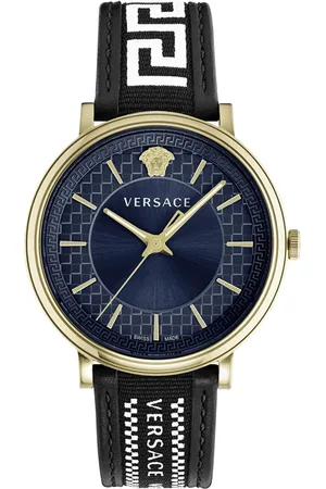 VERSACE Watches, male, , ONE SIZE, V-Circle Blue Dial Gold Watch