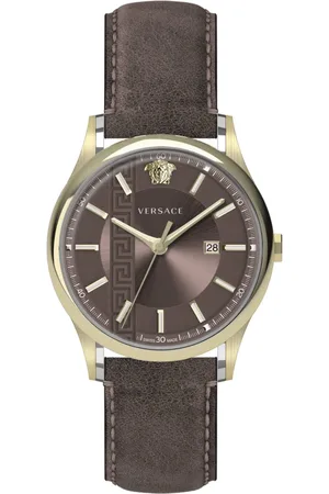 VERSACE Aiakos Swiss Made Watch Brown Leather
