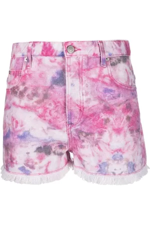 Isabel Marant Tie-Dye Frayed Mulberry Shorts