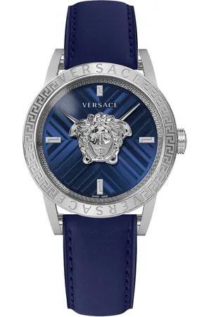 VERSACE Watches, male, , ONE SIZE, Blue and Silver V-Code Restyling Watch