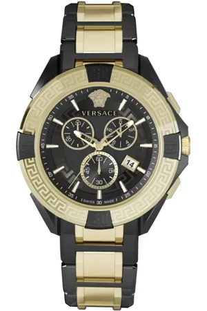 VERSACE Chrono Sporty Black Gold Watch