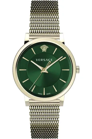 VERSACE Watches, male, , ONE SIZE, Luxury Green Dial Gold Watch