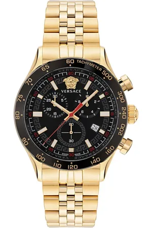 VERSACE Watches, male, , ONE SIZE, Gold Chrono Stainless Steel Bracelet Watch