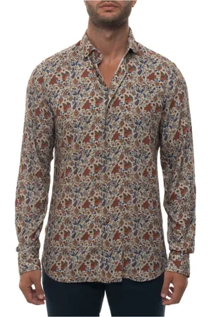 Carrel Leaf Print Dress Neck Shirt