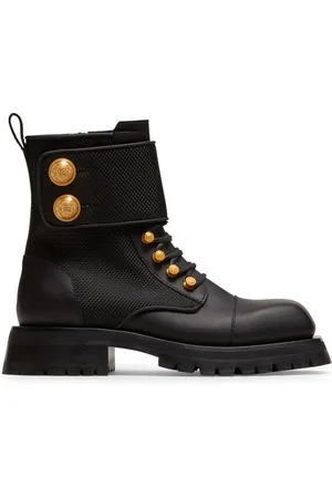 Balmain Lace-up Boots, female, , 7 UK, Ranger Boot Army-Cuir De Veau and Tissu