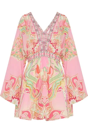 Camilla Short Dresses, female, , S, Gathered Kimono Silk Mini Dress
