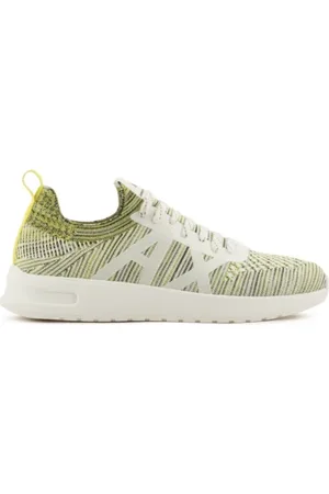 Armani Exchange Sneakers, male, , 10 UK, Green Trainers Fresh Stretchy Leather