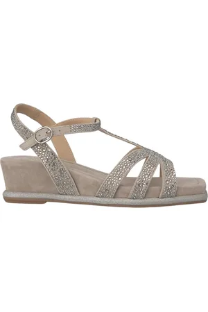 Alma en Pena Wedges, female, , 6 UK, Shiny Wedge Sandal with Rhinestone Straps