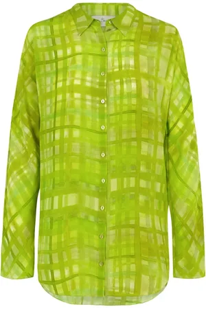 Cortana Shirts, female, , L, Oversized silk shirt with grass print