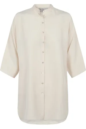 Cortana Shirts, female, , 2XL, Silk Vanilla Shirt with Mao Collar