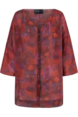 Cortana Blouses, female, , XS, Watercolor Print V-Neck Blouse