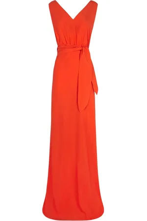 Cortana Gowns, female, , 2XL, silk long dress with V-neck
